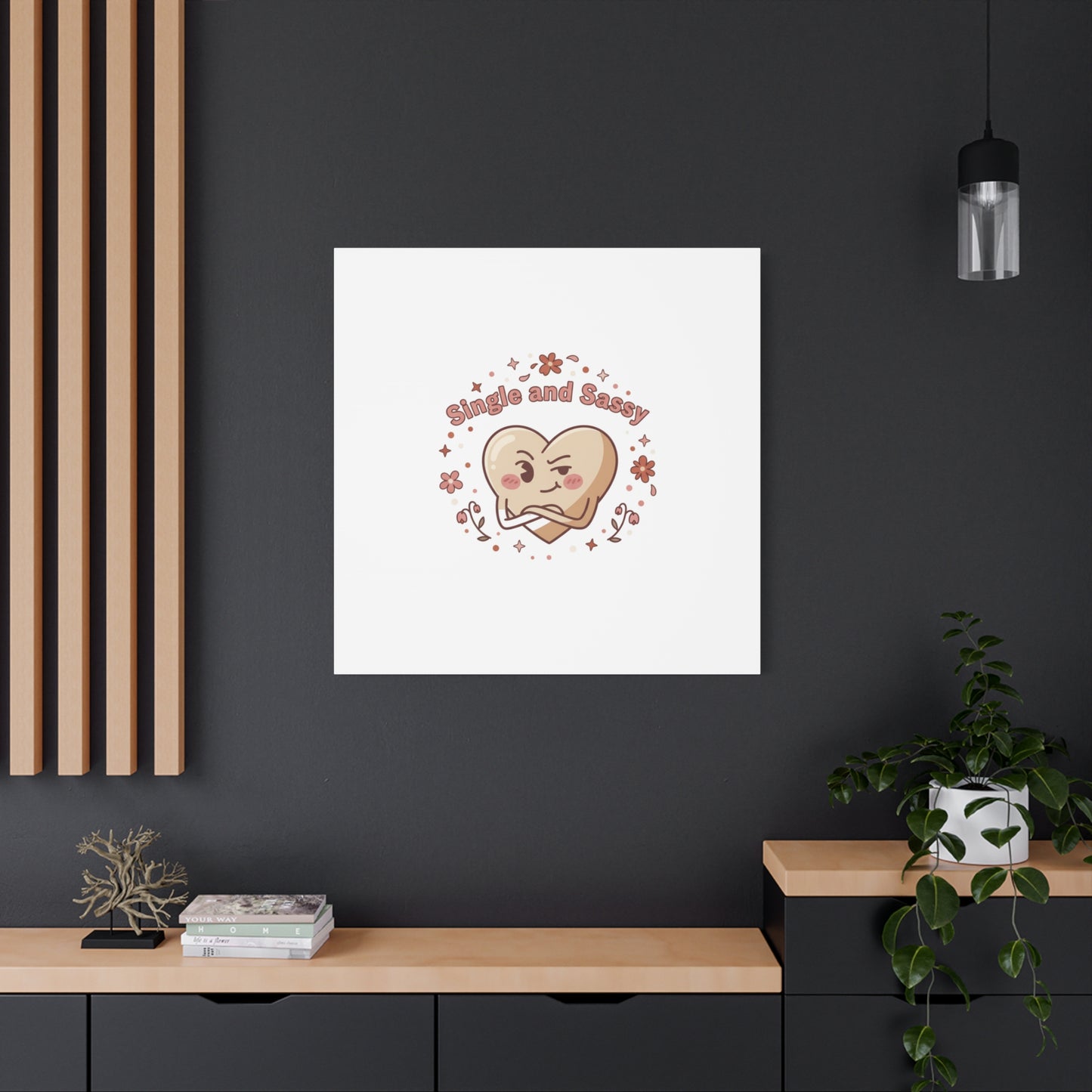 Single and Sassy Heart Canvas | Anti‑Valentine, Pastel Cynic Wall Art