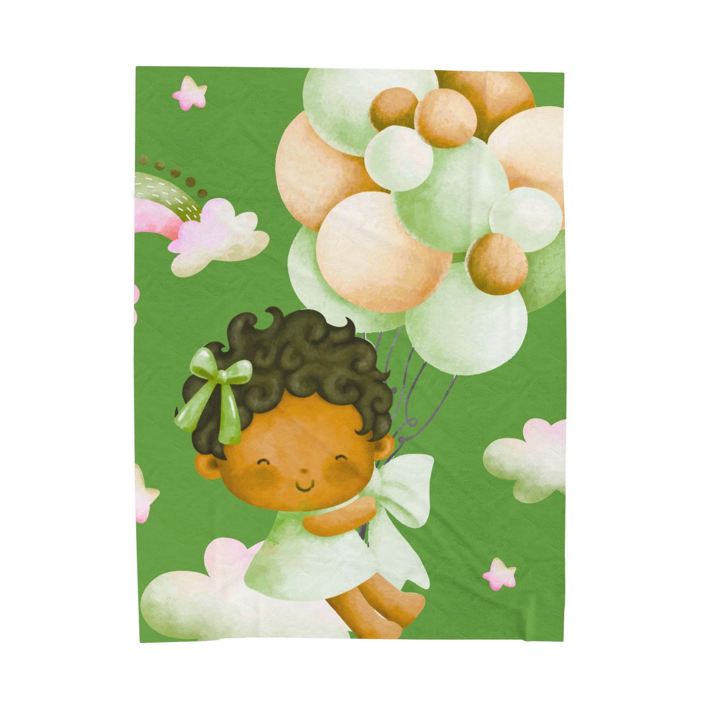 Baby Girl Balloon Velveteen Plush Blanket | Nursery Throw, Newborn Shower