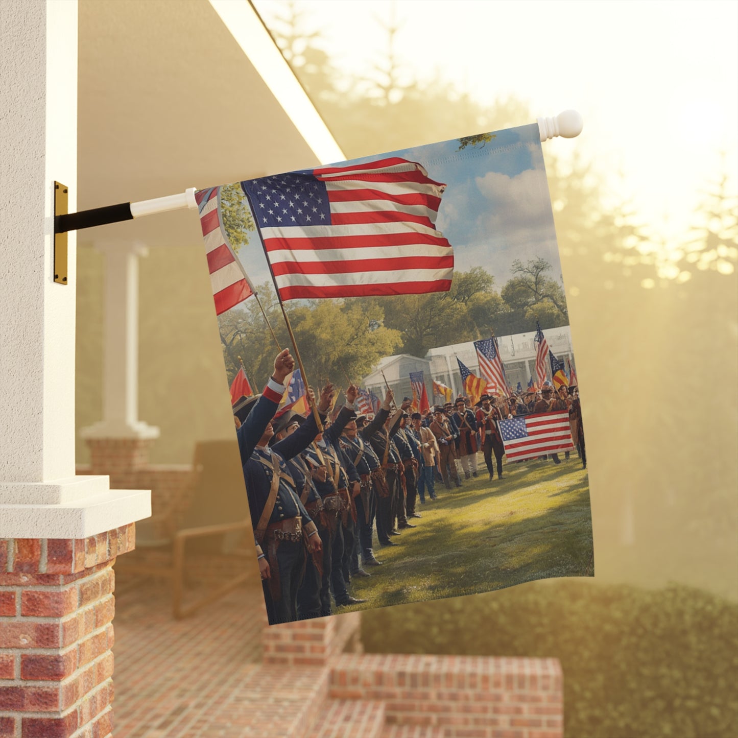 Civil War Soldiers with American Flag Garden Banner | Patriotic Memorial Decoration
