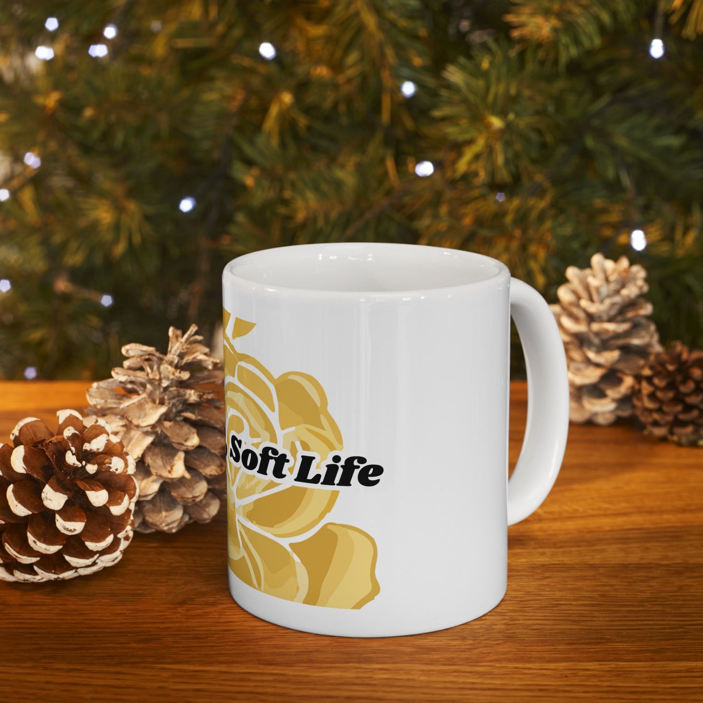 Mom Life, Soft Life Ceramic Mug — Floral Yellow 11oz/15oz