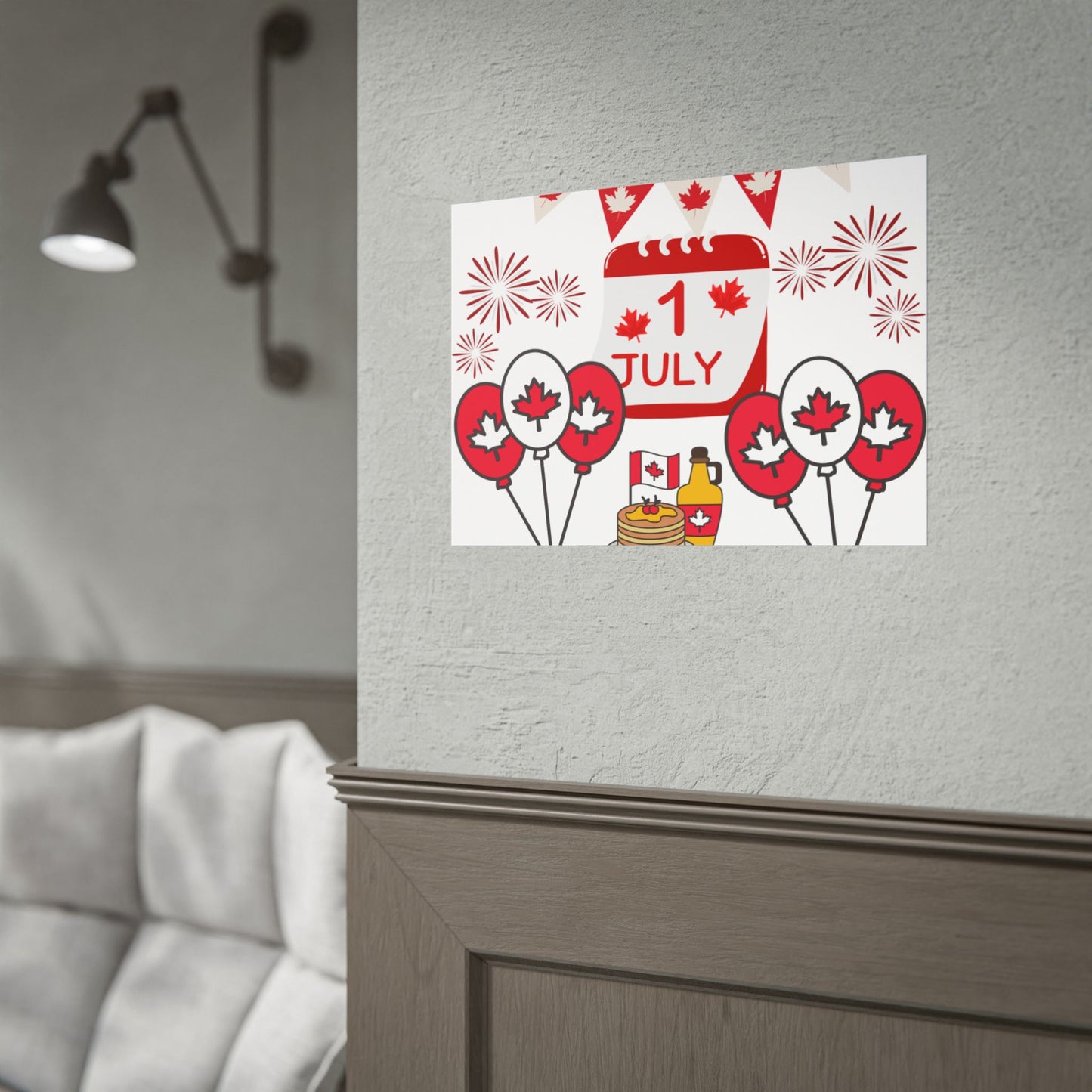 Canada Day 1 July Poster – Red Maple Leaf Celebration Print