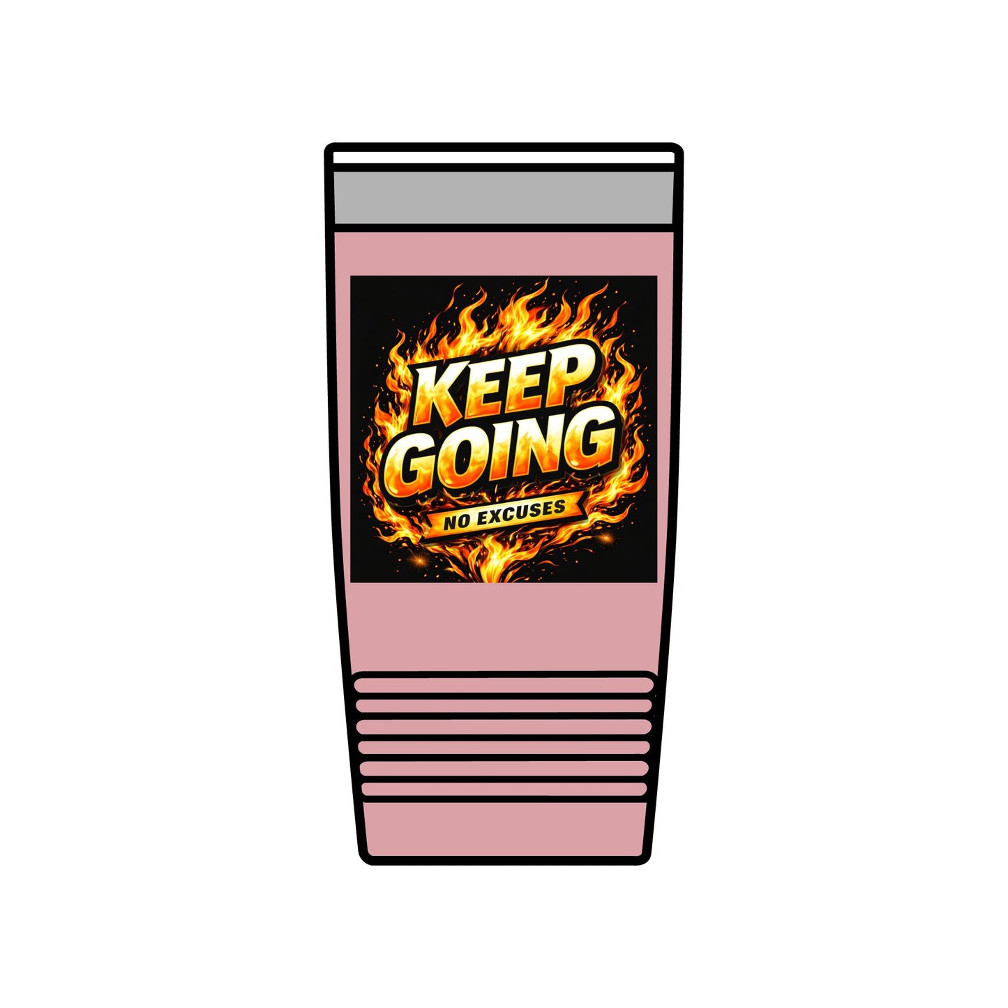 Motivational Tumbler 20oz | Keep Going No Excuses Cup | Black Gold Stainless Steel Travel Mug | Inspirational Coffee Tumbler Gift