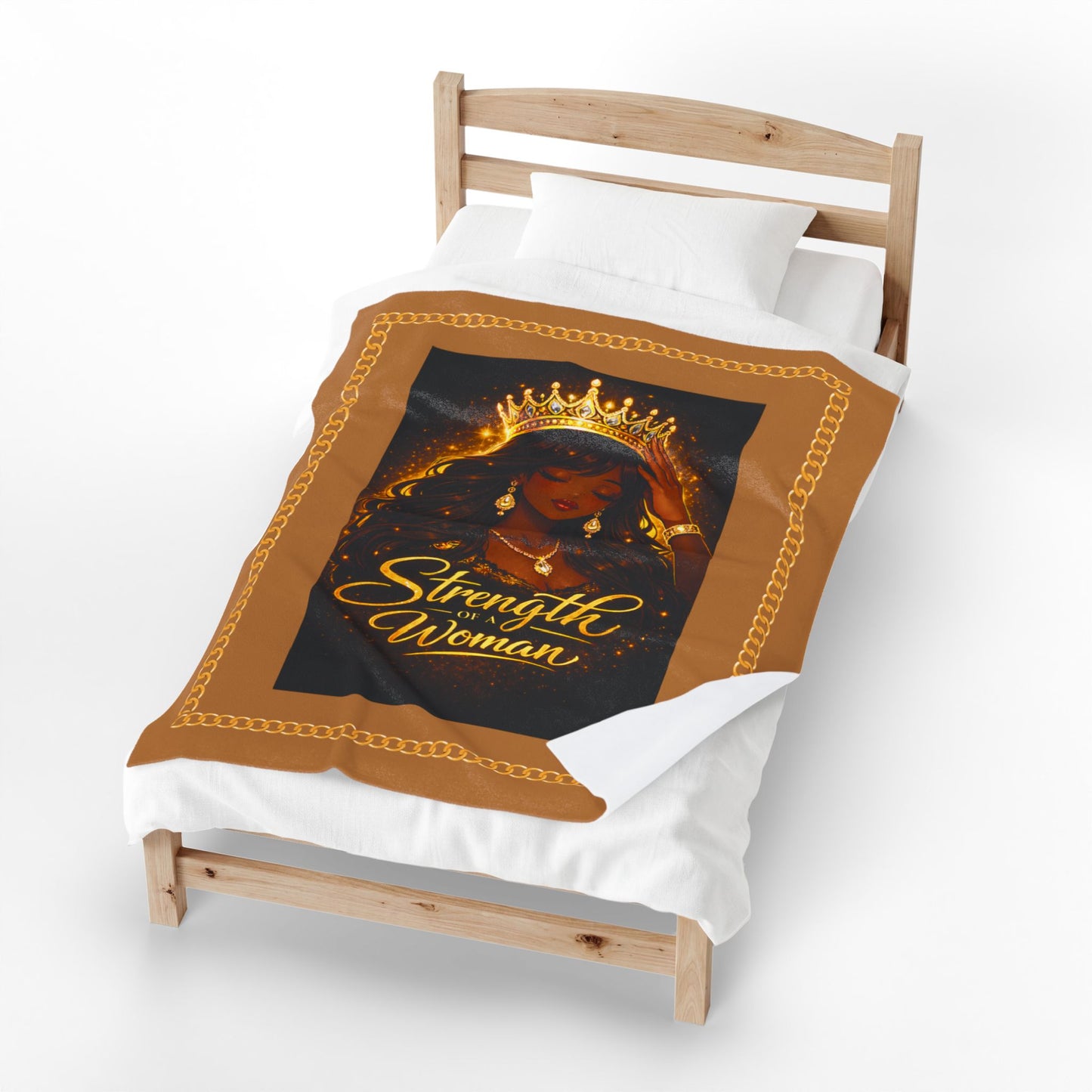 Velveteen Plush Blanket – "Strength of a Woman" Crowned Queen Throw