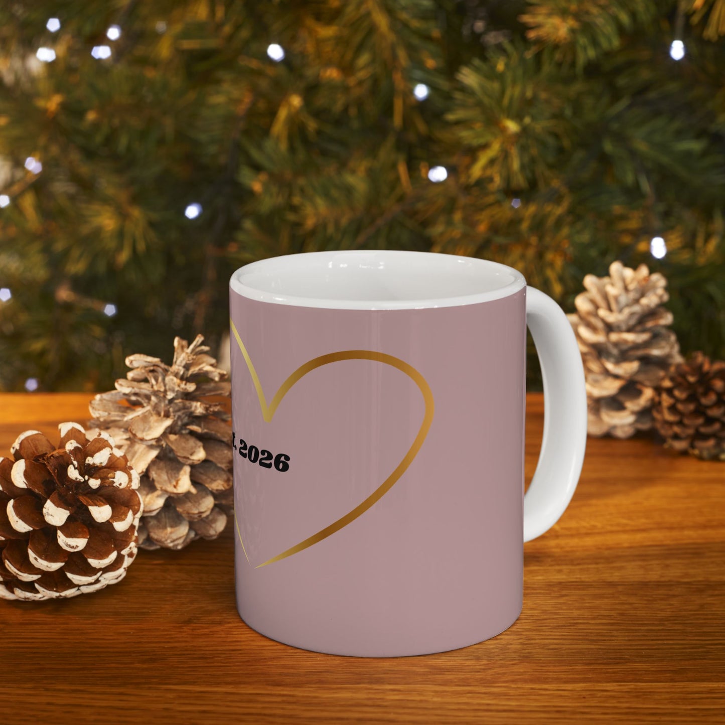 Mama Est. 2026 Ceramic Mug — Pink & Gold New Mom Gift (11oz, 15oz)