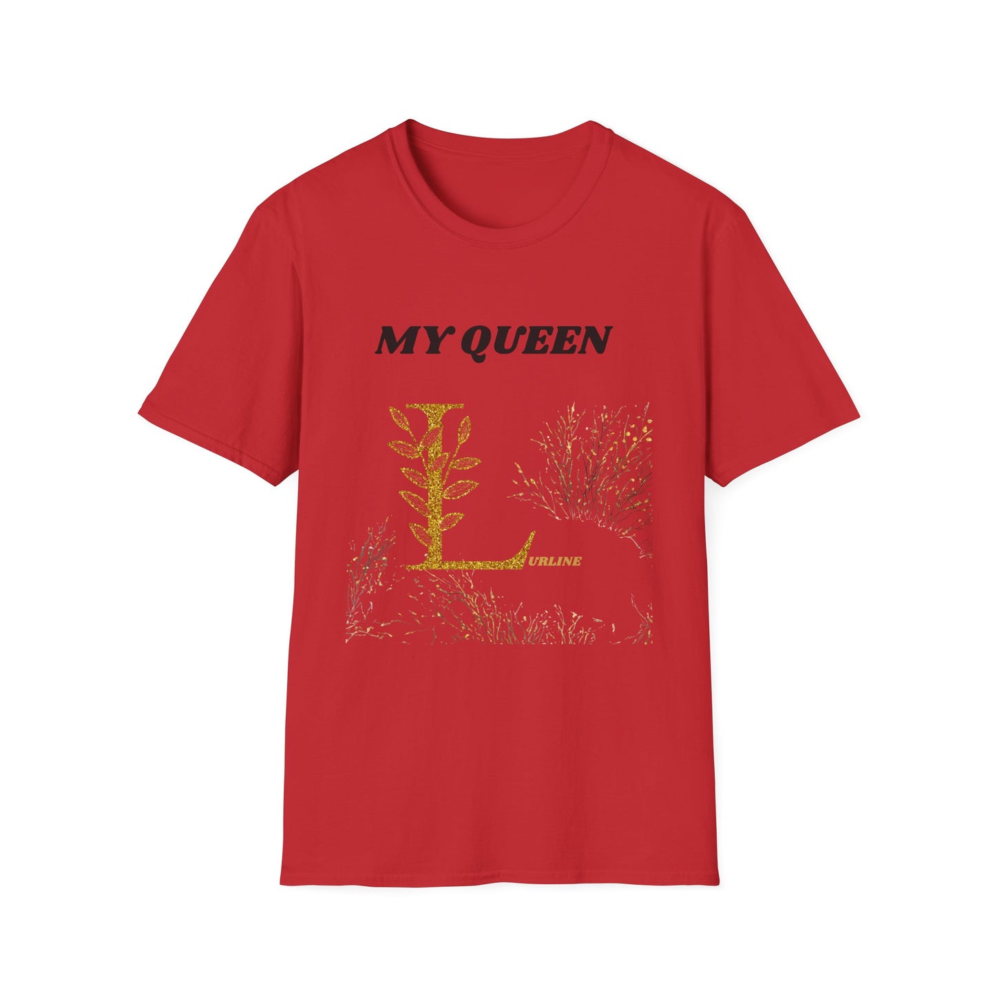 GOLD FLORAL Initial "My Queen" T-Shirt — Custom Large First Initial & Name