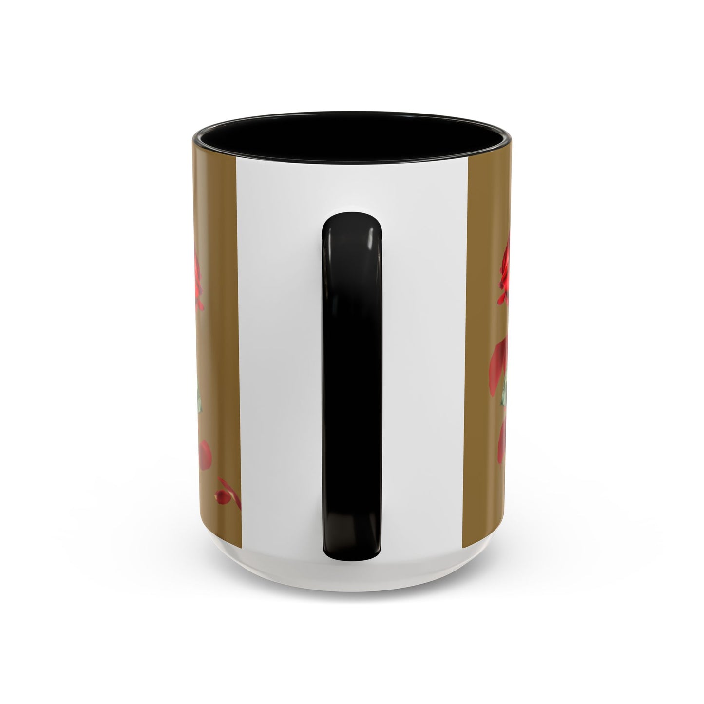 Red Rose Petals Coffee Mug  Accent Black Handle Interior,