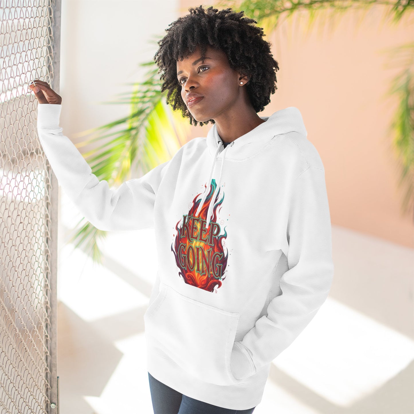 Keep Going No Excuses Hoodie | Motivational Flame Design