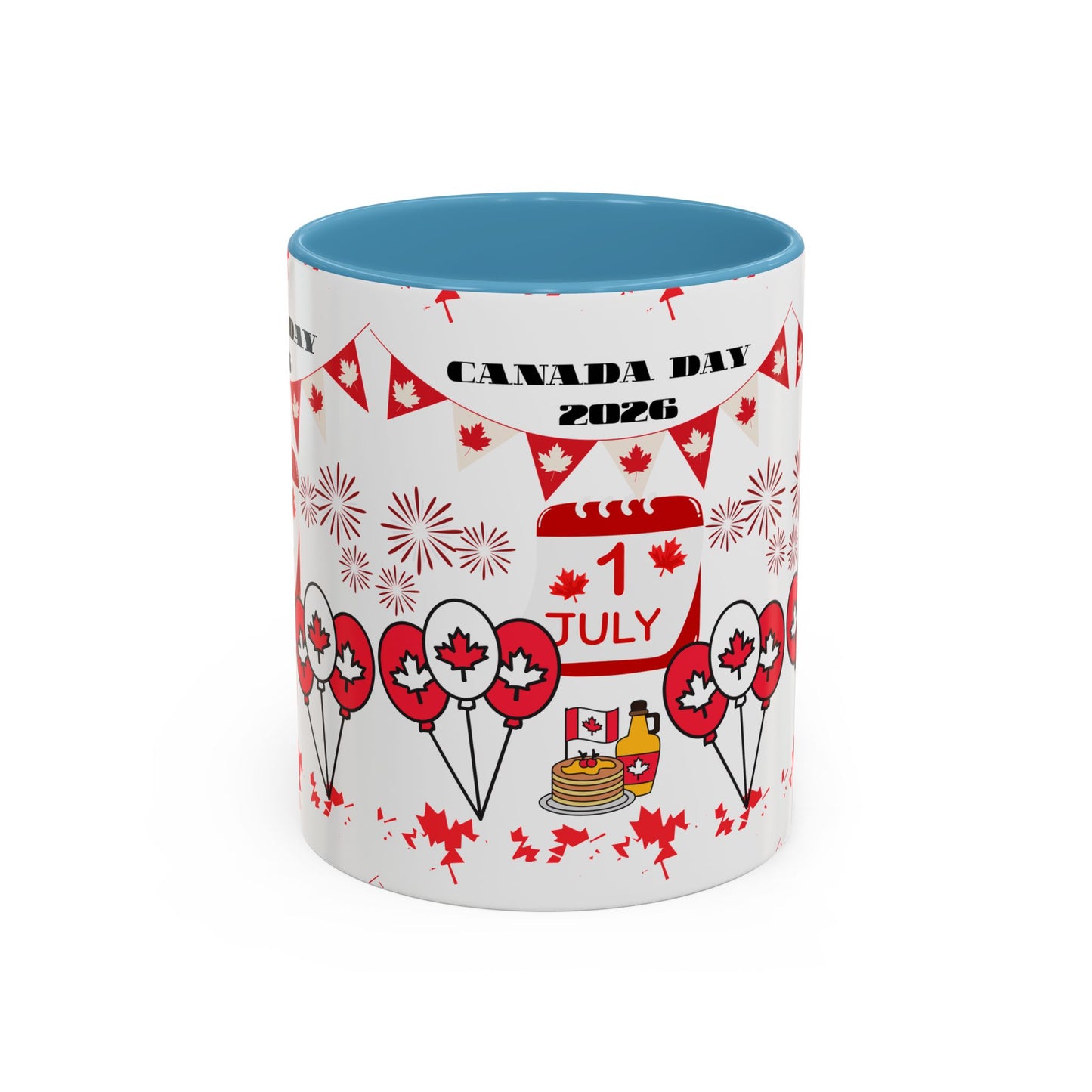 Canada Day Coffee Mug - 1 July 2026 Red Maple Balloon Accent Mug