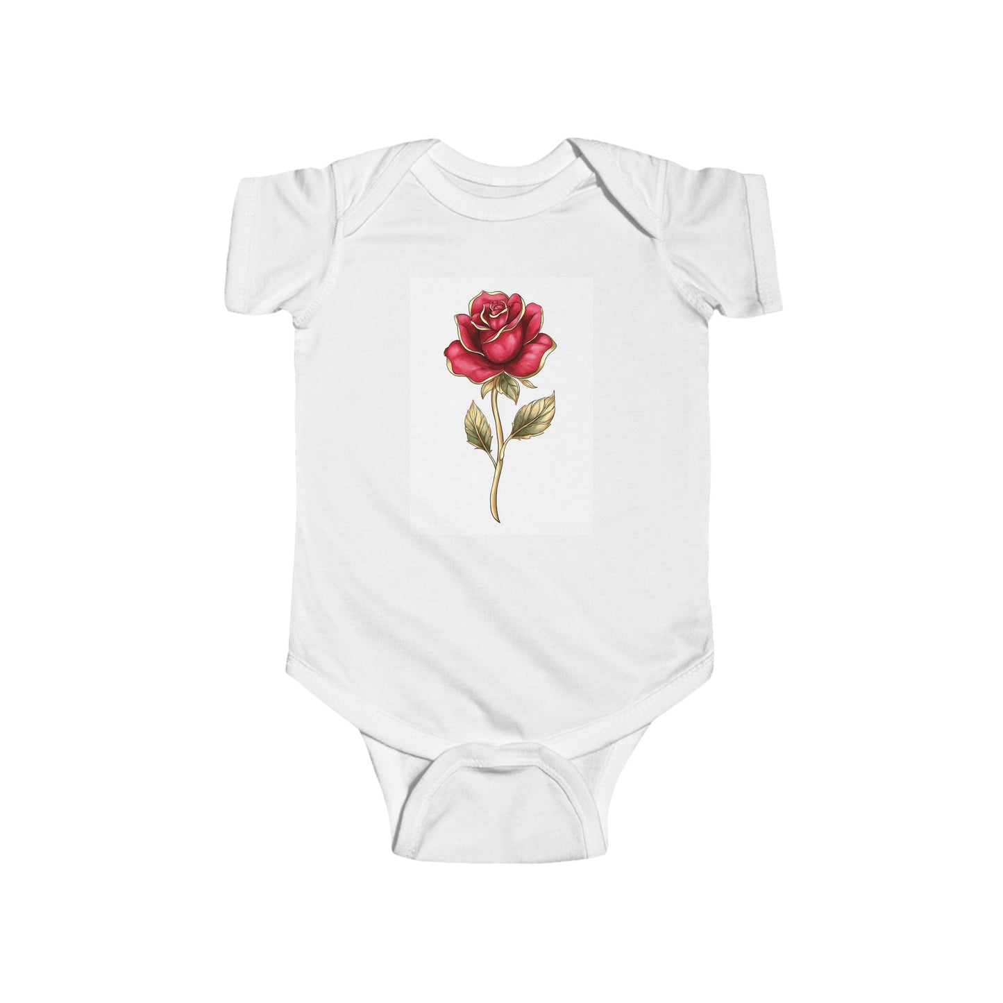 Infant Bodysuit - Vintage Single Red Rose Floral Baby Onesie