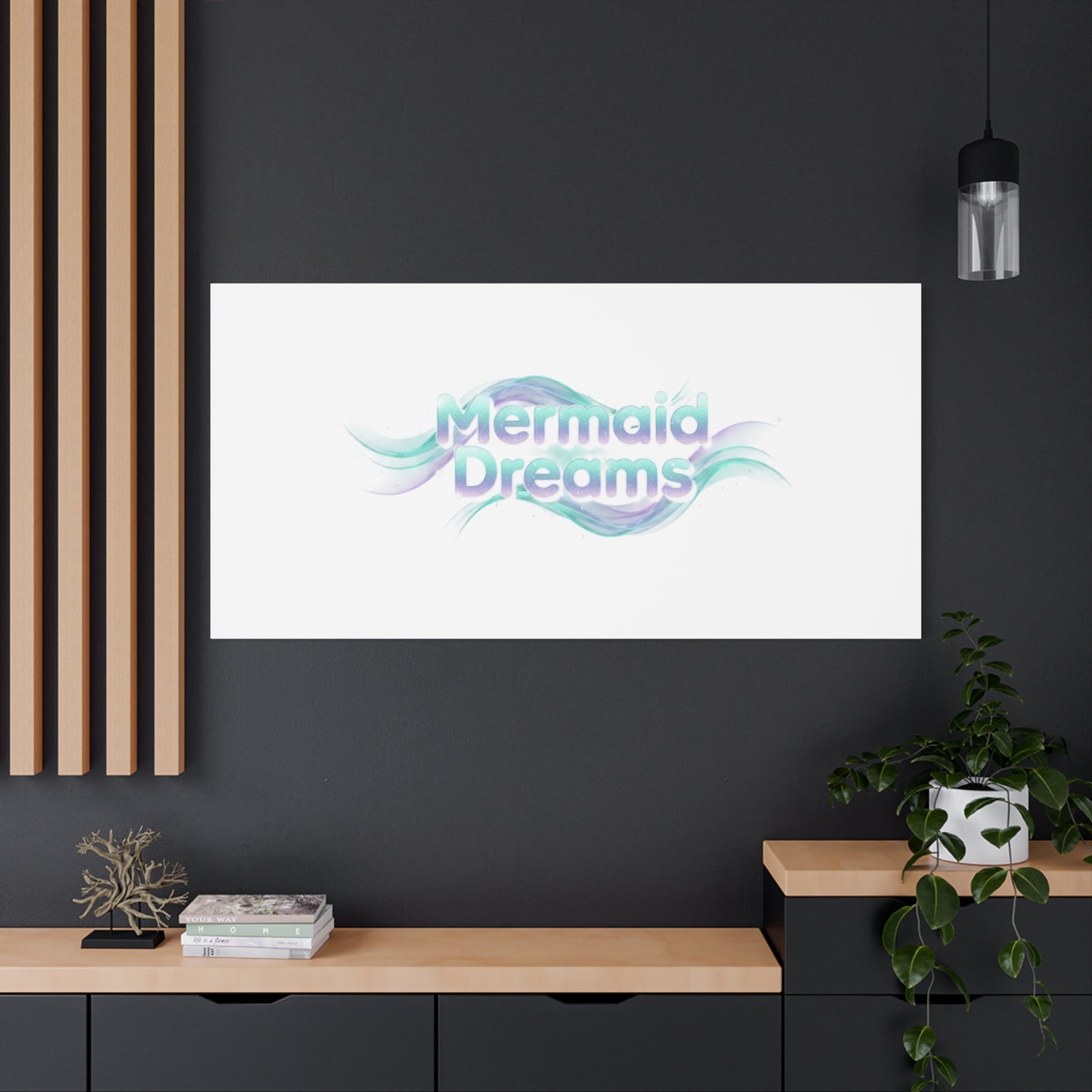 Mermaid Dreams Matte Canvas | iridescent text, pearly word accent