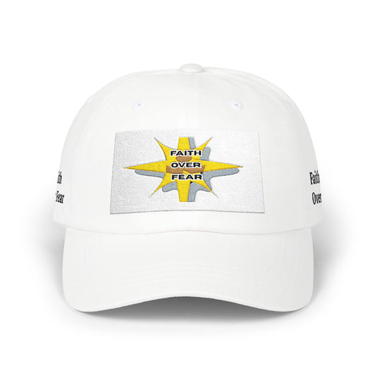 Faith Over Fear Dad Cap – White Embroidered Baseball Hat