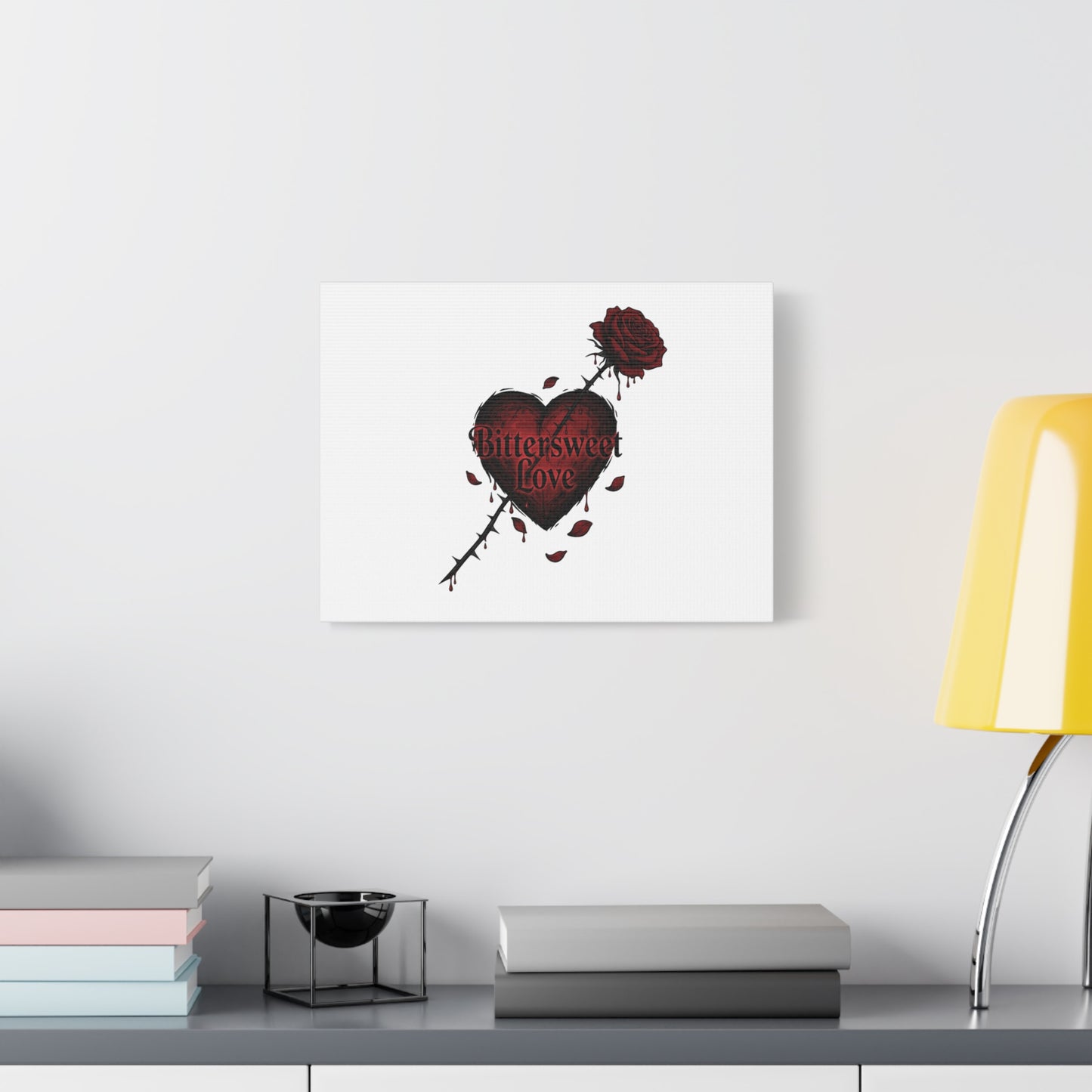 Bittersweet Love heart & thorn rose Canvas | Goth Valentine, Dark Romance Art Print