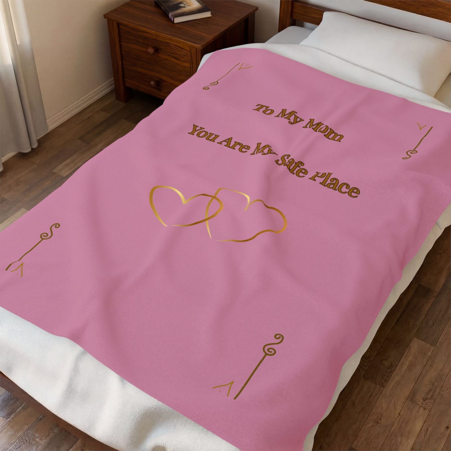 To My Mom Velveteen Blanket – “You Are My Safe Place” Plush Throw for Mother's Day & Comfort