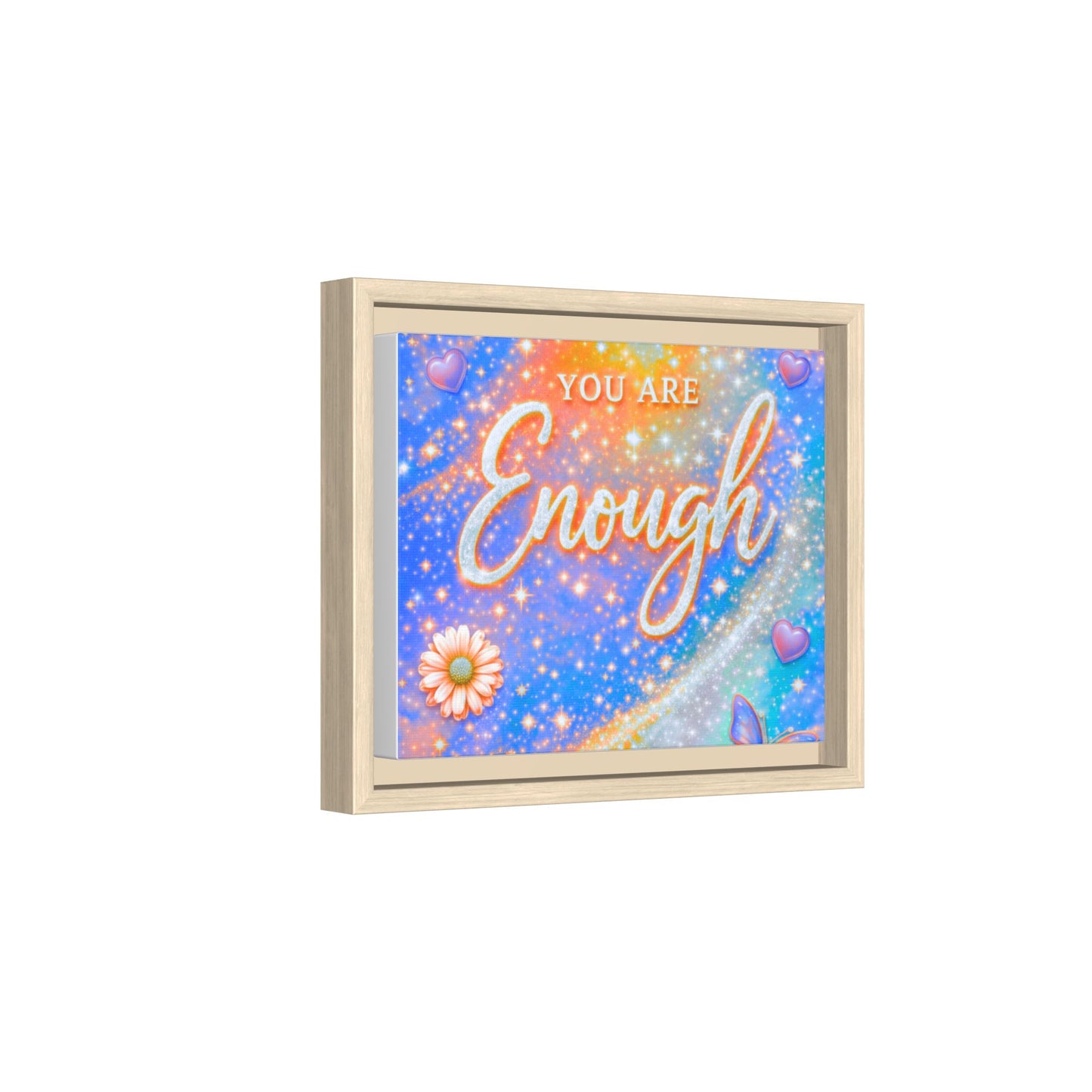 You Are Enough Framed Canvas Print — Inspirational Wall Art (Multicolor)