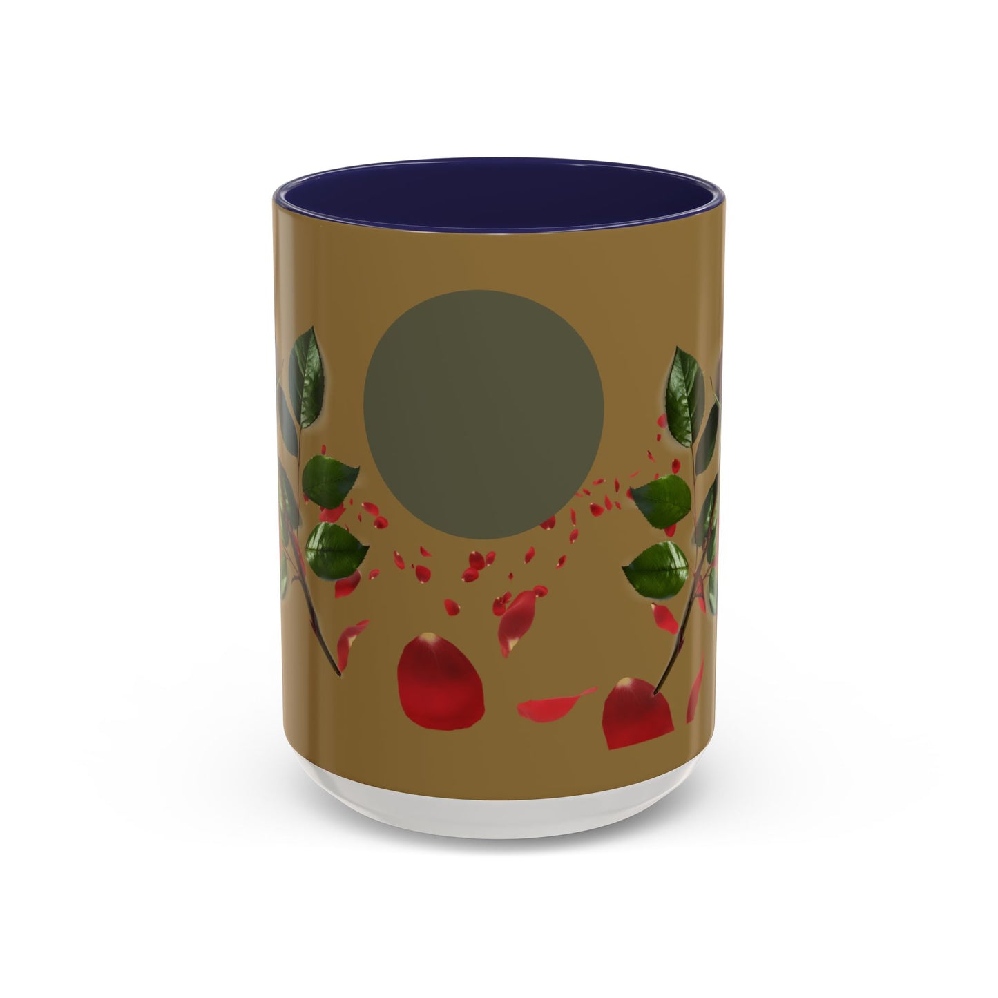 Red Rose Petals Coffee Mug  Accent Black Handle Interior,