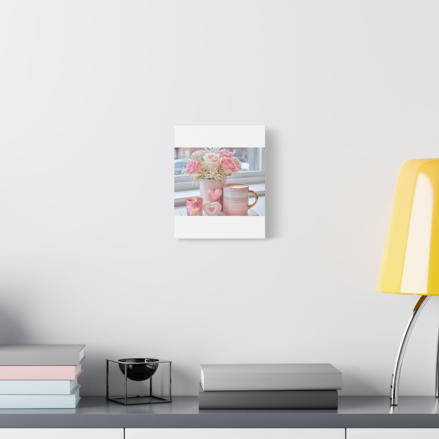 Pink Rose Bouquet with Mug Canvas