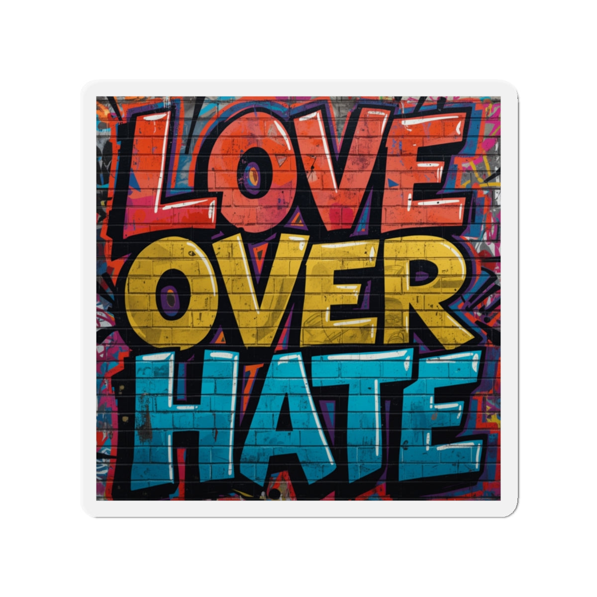 Love Over Hate Die-Cut Magnet — Inspirational Heart Sticker Magnet