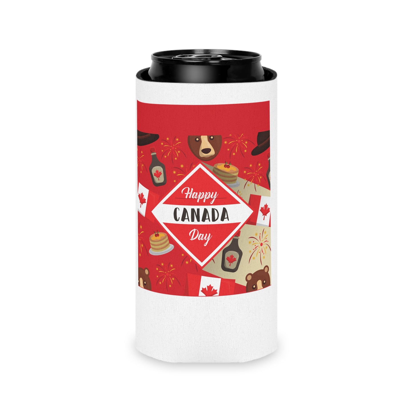 Canada Day Can Cooler — Happy Canada Day 1 July Patriotic Beverage Koozie