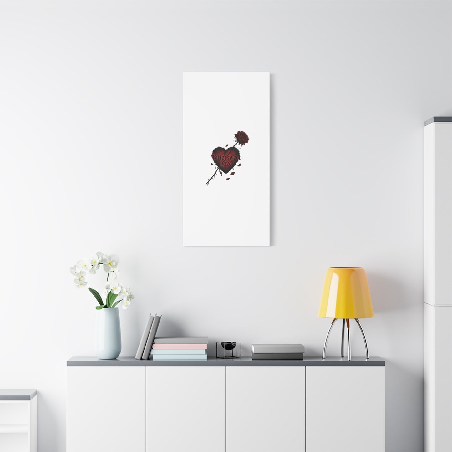 Bittersweet Love heart & thorn rose Canvas | Goth Valentine, Dark Romance Art Print