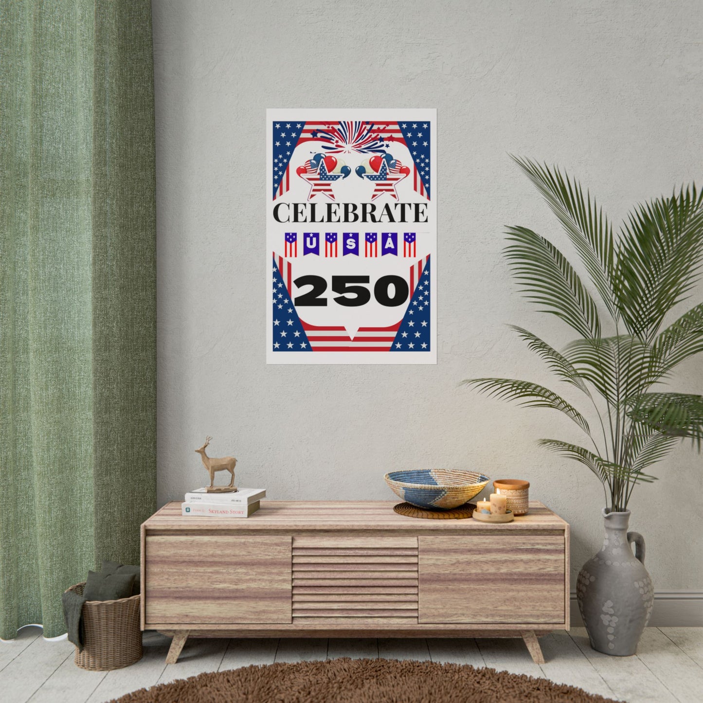 Celebrate USA 250 Rolled Poster | Patriotic Fourth of July Decor