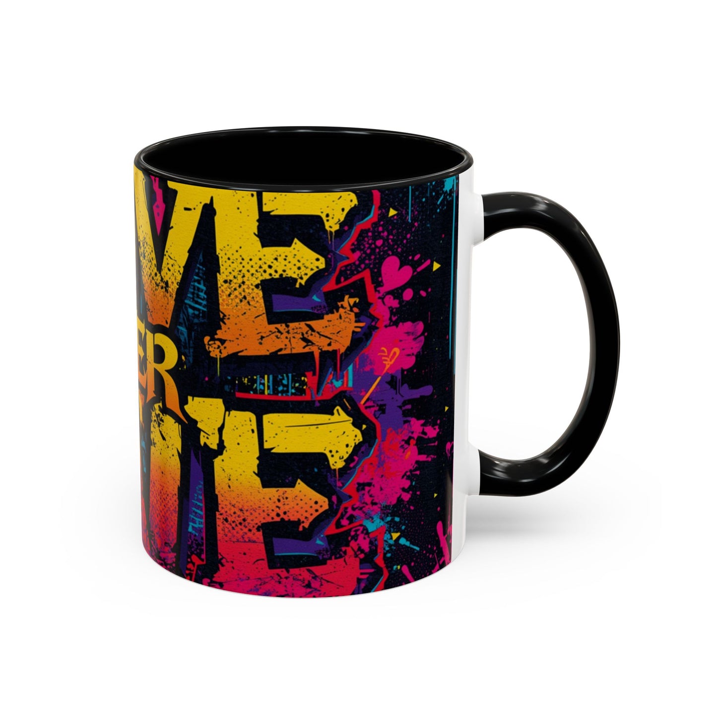 Love Over Hate Accent Coffee Mug — 11/15 oz Inspirational Ceramic Mug