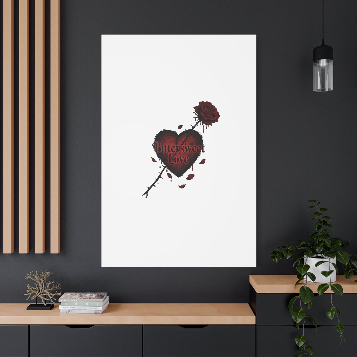 Bittersweet Love heart & thorn rose Canvas | Goth Valentine, Dark Romance Art Print
