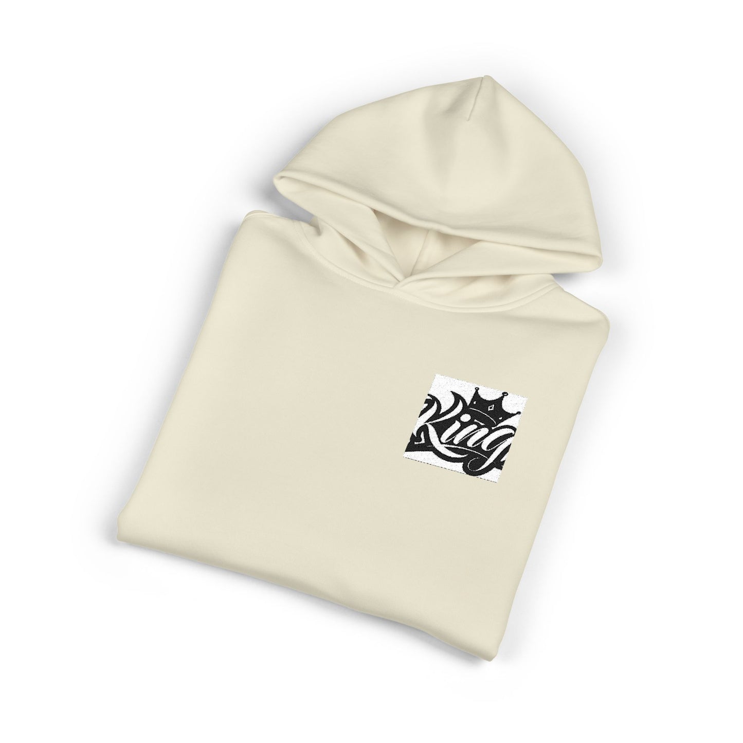 Relaxed Hoodie — Minimal Black Crown Chest Logo Hooded Sweatshirt