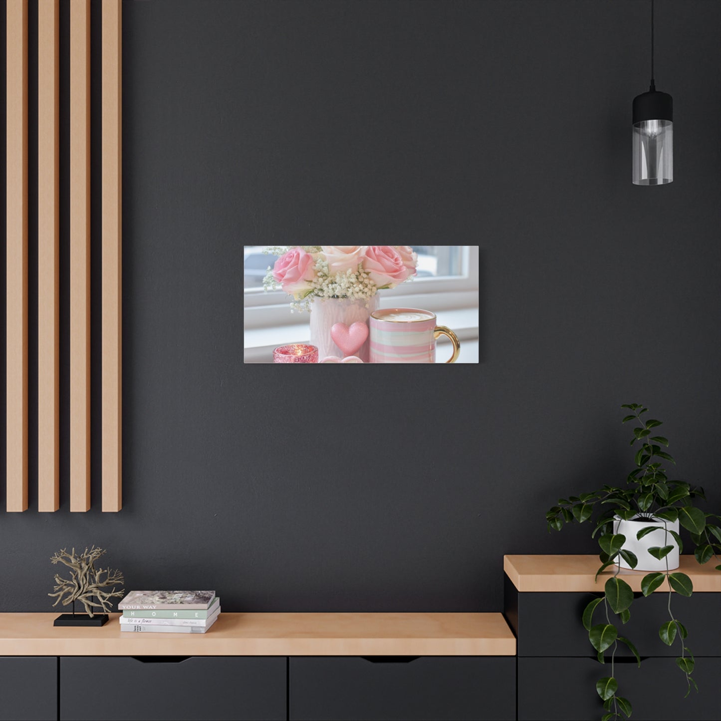 Pink Rose Bouquet with Mug Canvas