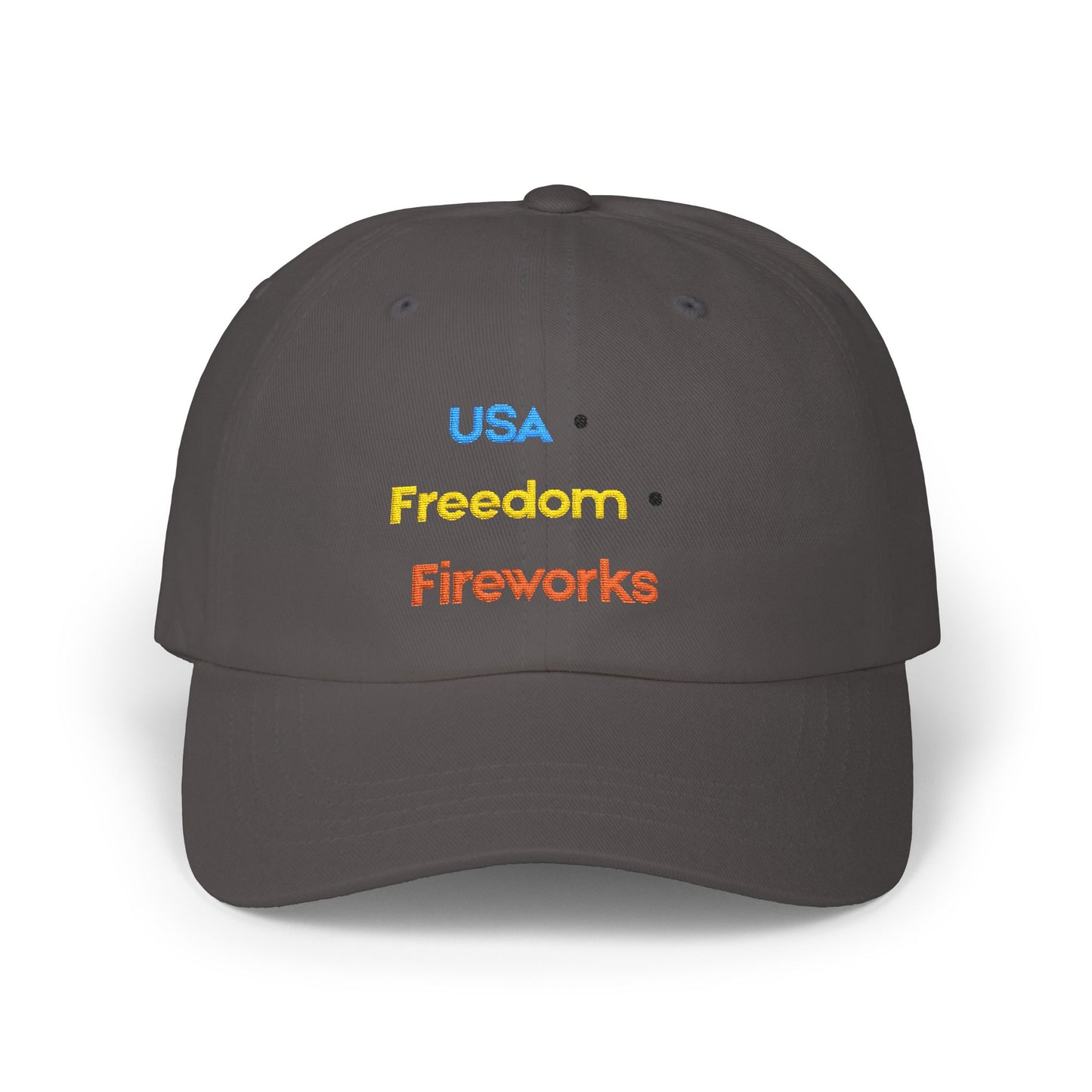 USA Freedom Fireworks Classic Dad Cap | Patriotic Embroidered Hat