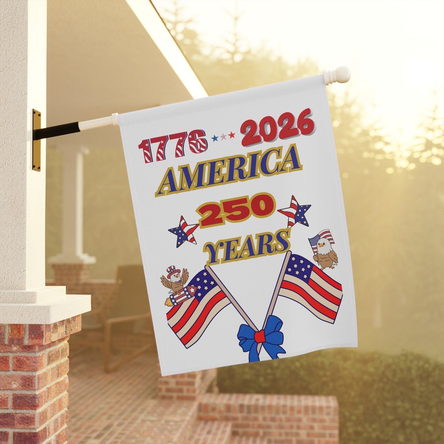 1776-2026 America 250 Years celebration banner | Patriotic Flag House Banner