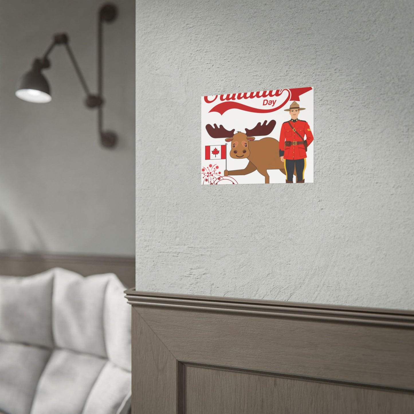 Canada Day Poster - Happy Canada Day Moose & Mountie Rolled Poster