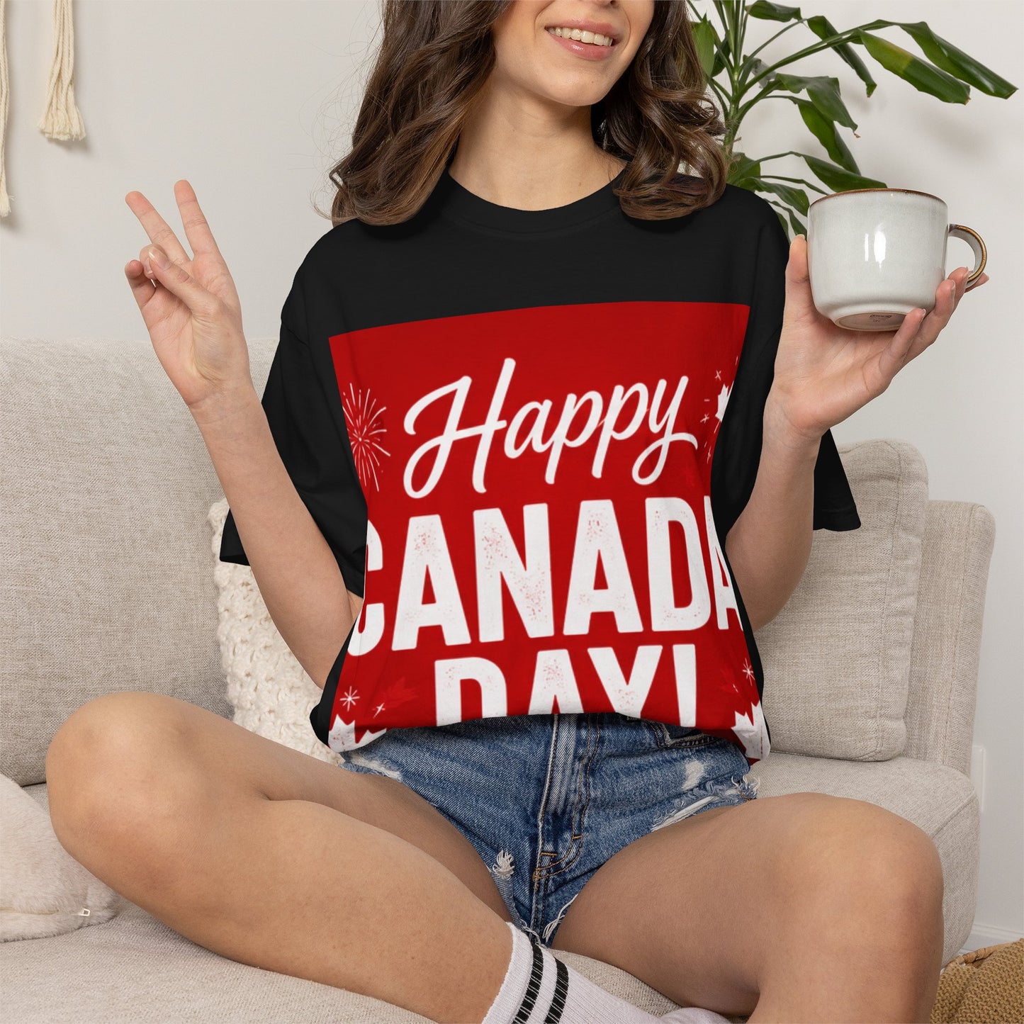 Happy Canada Day T-Shirt — Red Maple Leaf Canada Day Tee