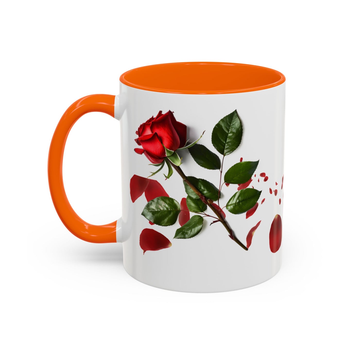 Red Rose Petals Accent Coffee Mug | 11oz 15oz