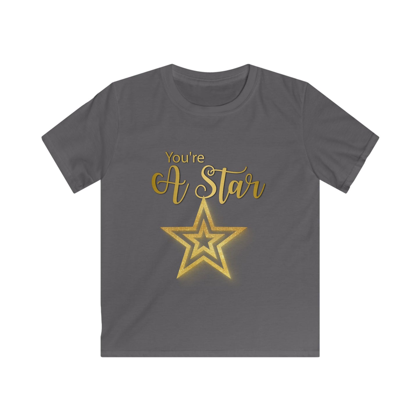 Kids Tee — "You're A Star" Gold Glitter Star Graphic