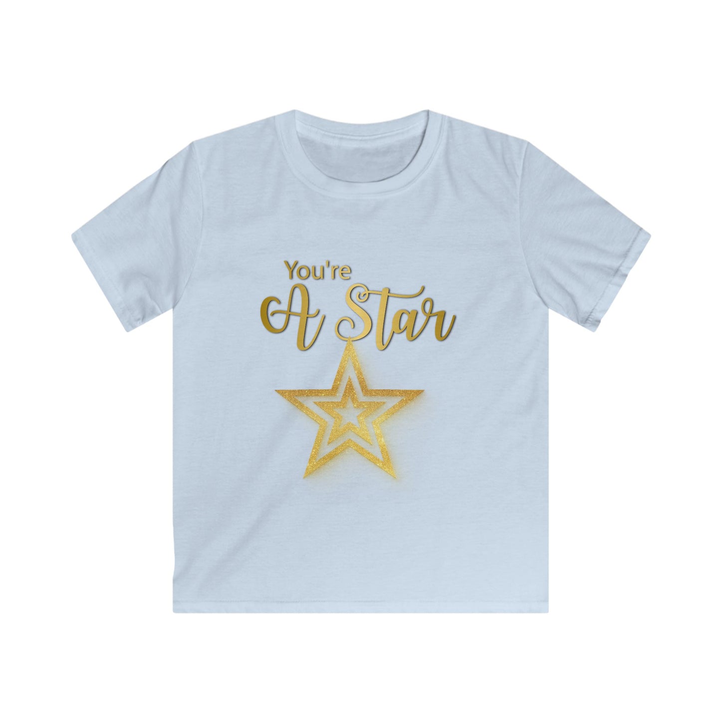Kids Tee — "You're A Star" Gold Glitter Star Graphic