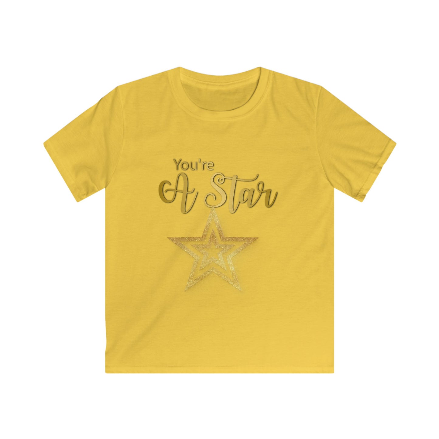 Kids Tee — "You're A Star" Gold Glitter Star Graphic