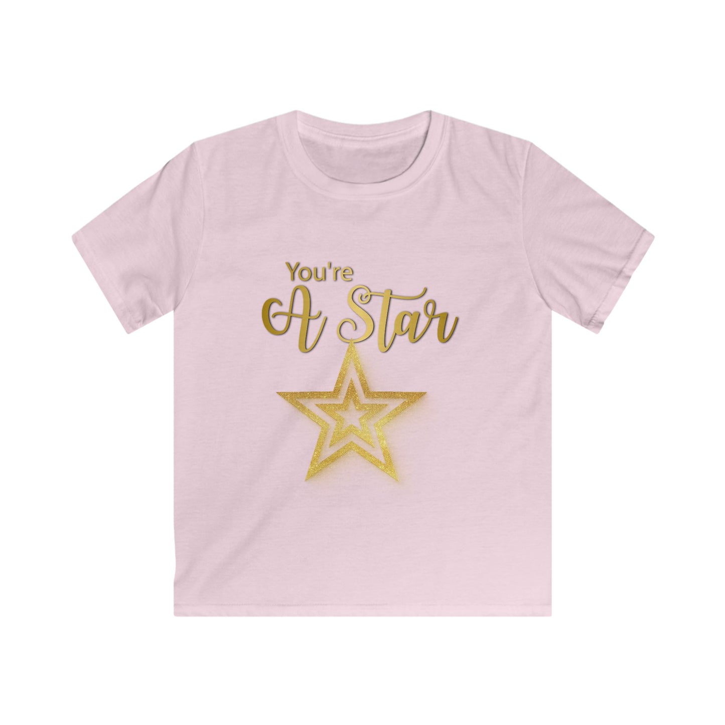 Kids Tee — "You're A Star" Gold Glitter Star Graphic