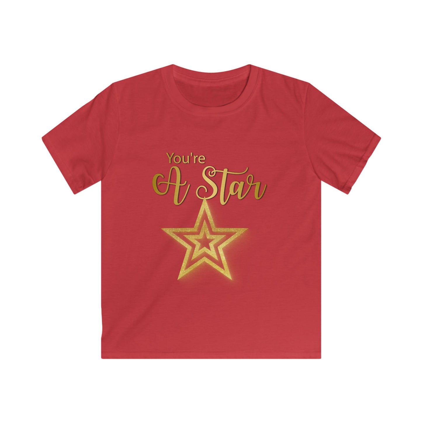 Kids Tee — "You're A Star" Gold Glitter Star Graphic