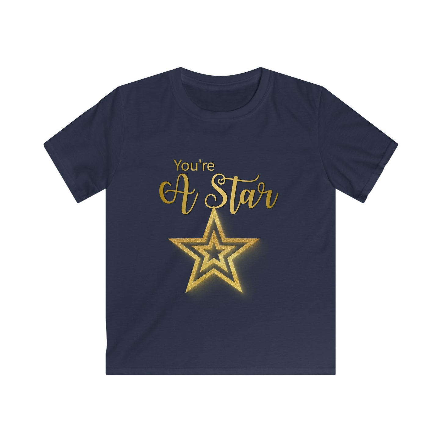 Kids Tee — "You're A Star" Gold Glitter Star Graphic