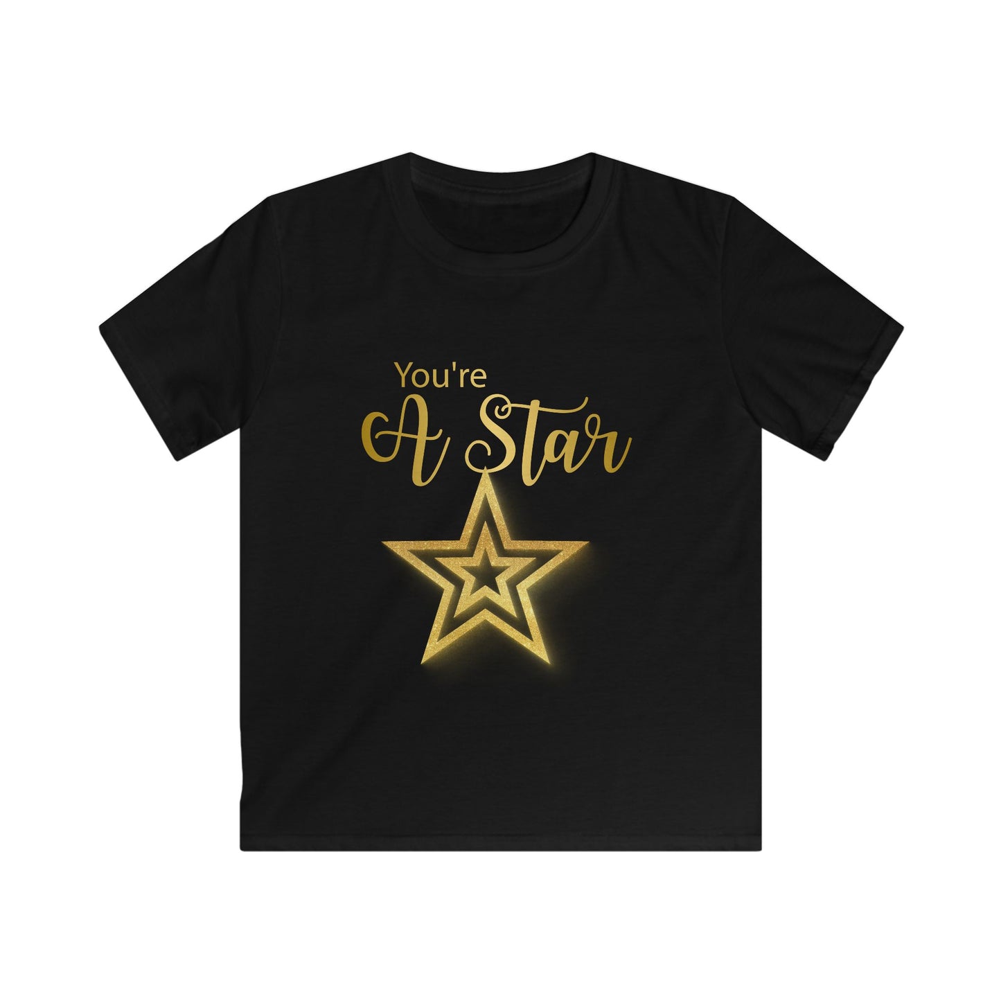 Kids Tee — "You're A Star" Gold Glitter Star Graphic