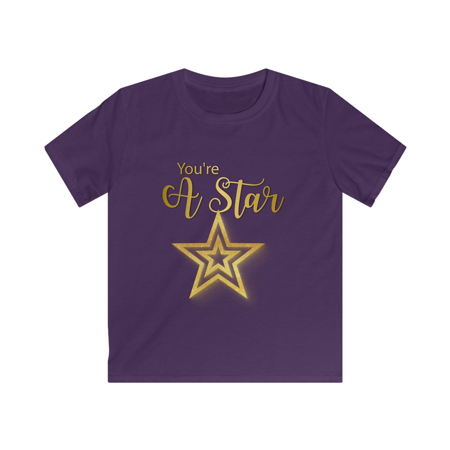 Kids Tee — "You're A Star" Gold Glitter Star Graphic
