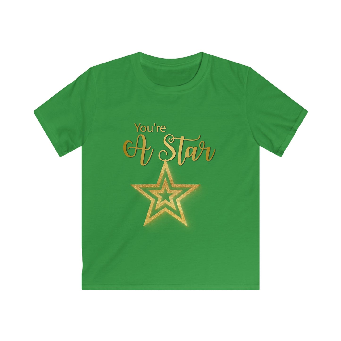 Kids Tee — "You're A Star" Gold Glitter Star Graphic
