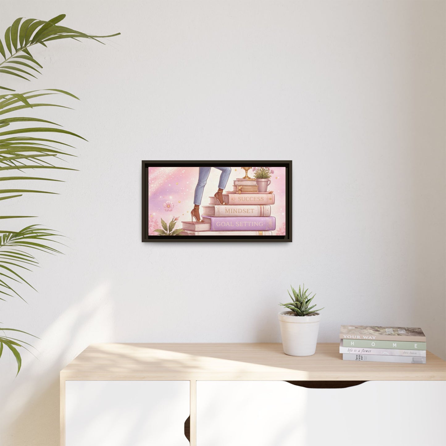 Dream Big Wall Art — Motivational Stacked Books Framed Canvas