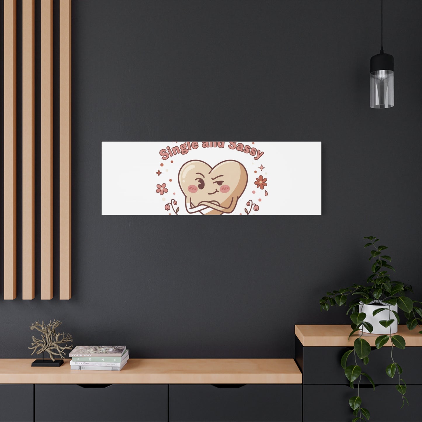Single and Sassy Heart Canvas | Anti‑Valentine, Pastel Cynic Wall Art
