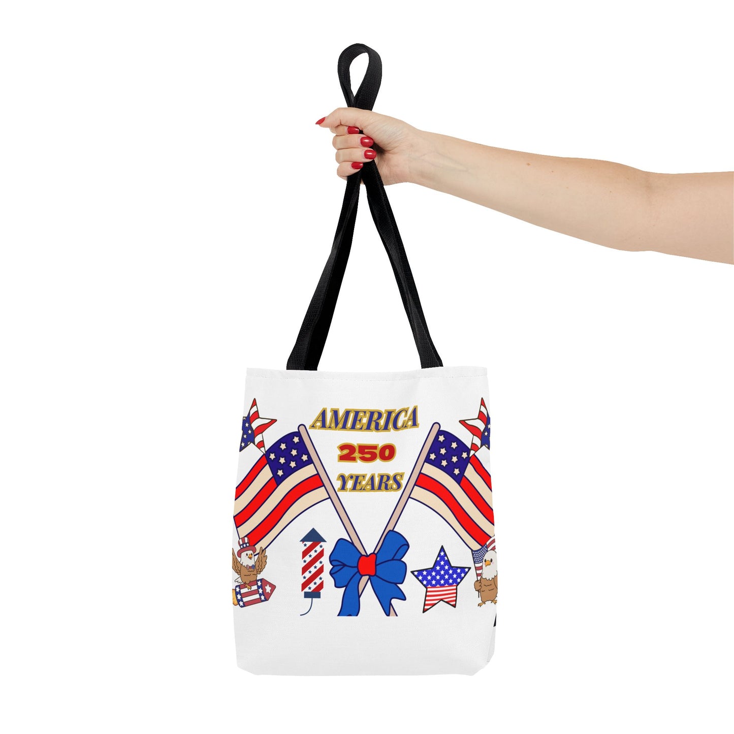 America 250 Years Flag Crossed Flags Patriotic Tote Bag | Independence Day