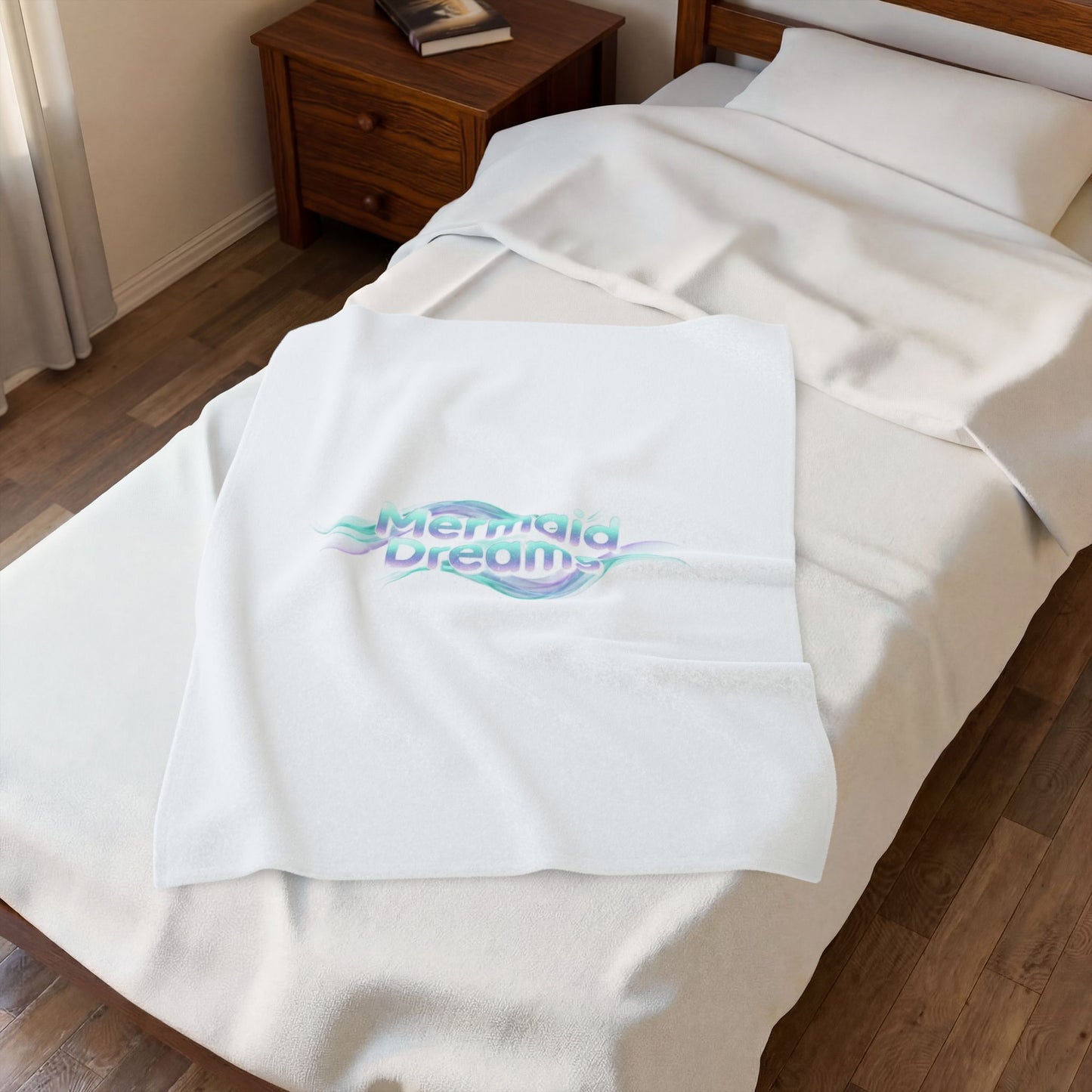 Mermaid Dreams Blanket | iridescent text, pearly word accent