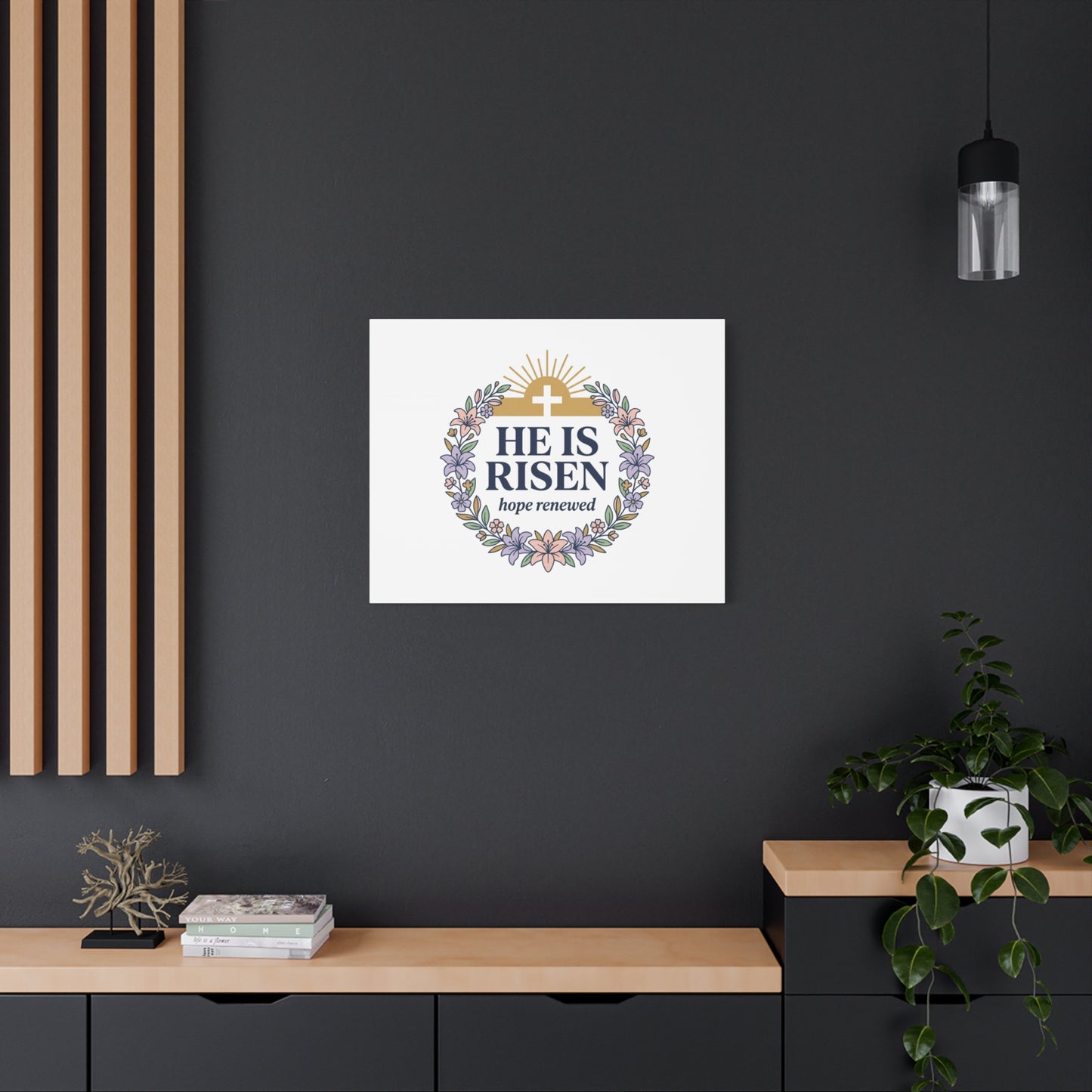 He Is Risen Canvas | Christian Easter Wall Art, Resurrection Scripture