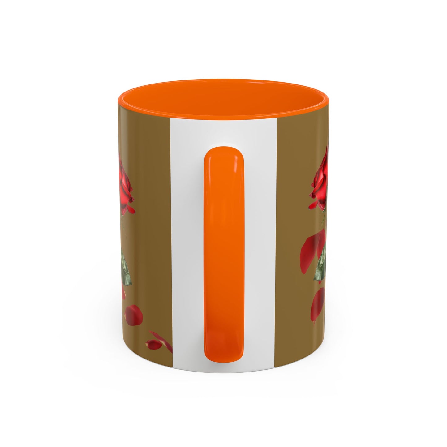 Red Rose Petals Coffee Mug  Accent Black Handle Interior,