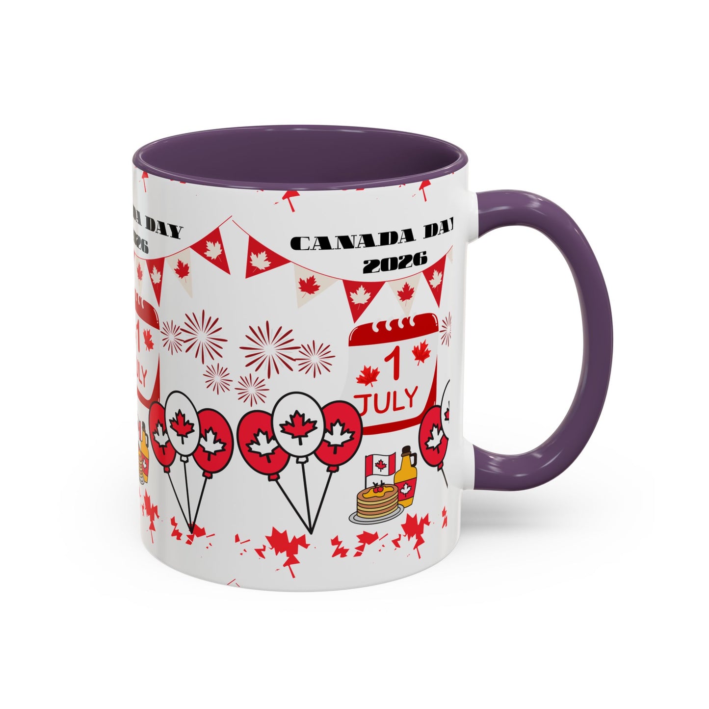 Canada Day Coffee Mug - 1 July 2026 Red Maple Balloon Accent Mug