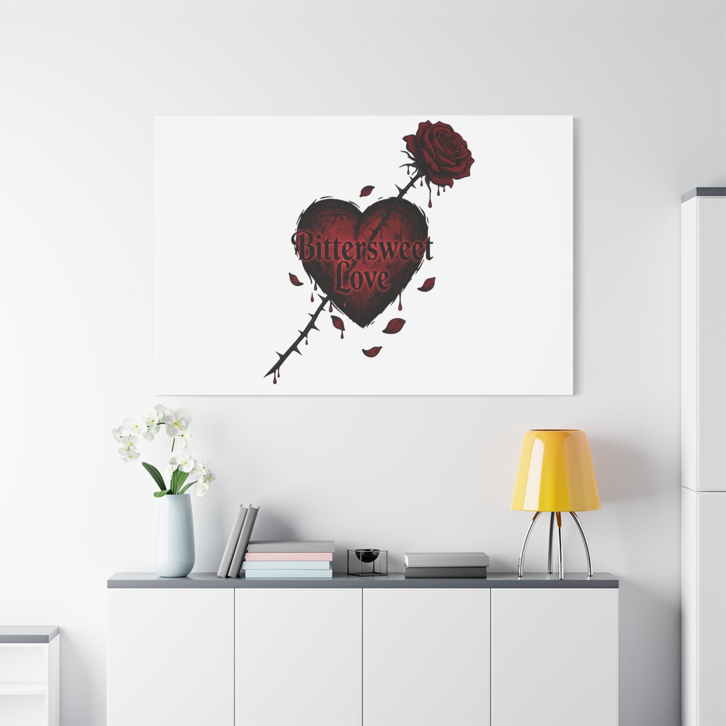 Bittersweet Love heart & thorn rose Canvas | Goth Valentine, Dark Romance Art Print